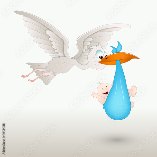 Stork Holding a Baby