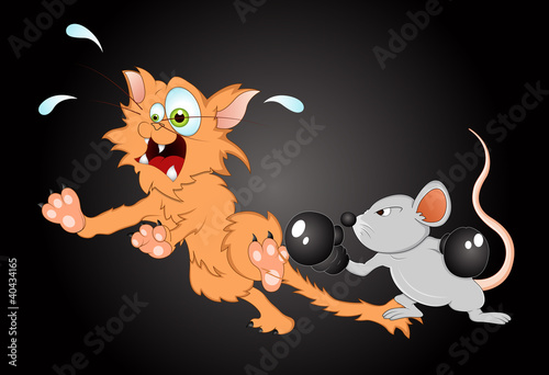 Mouse Fighting with Cat Vector
