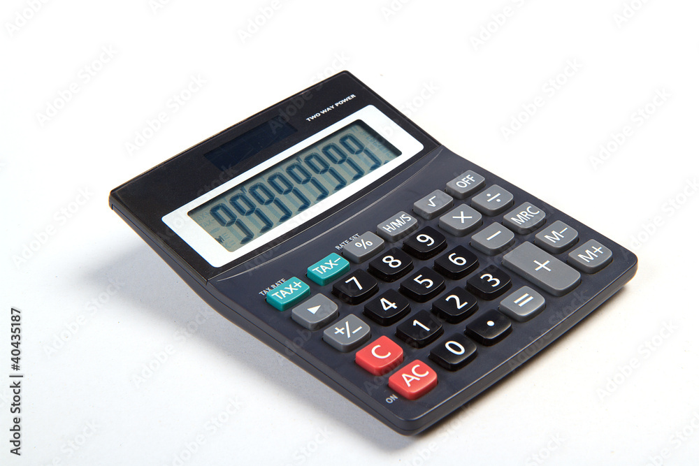 Black calculator isolated on white background Black calculator isolated on white background