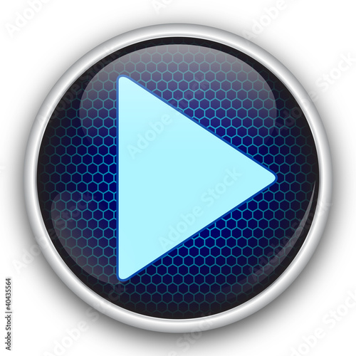 Mavi petekli oval play ikonu photo