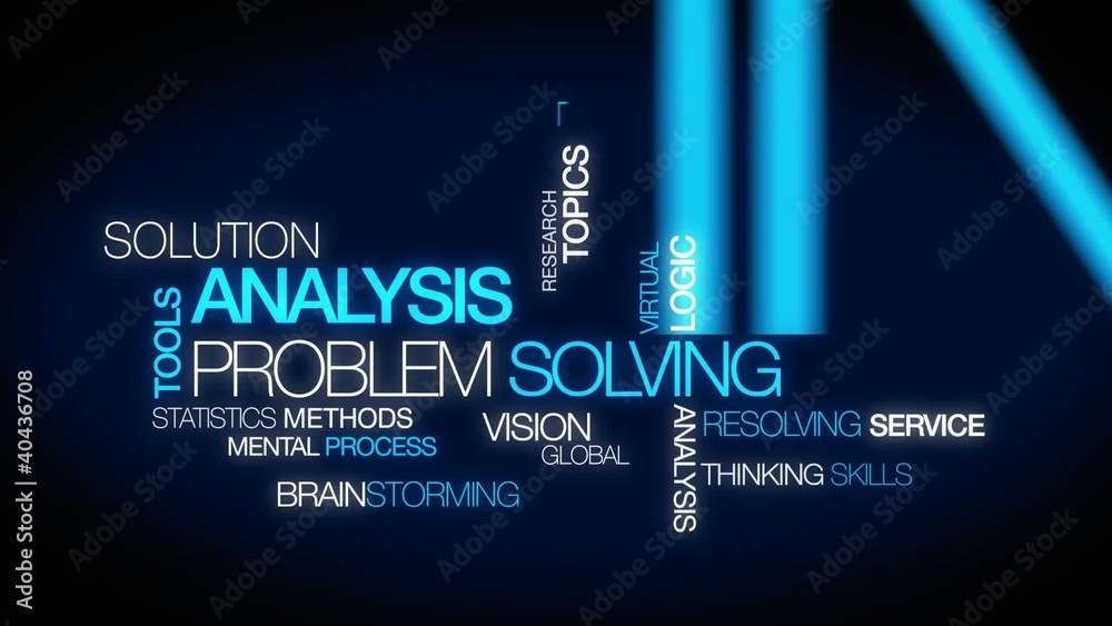Solution Analysis problem solving tag cloud blue video