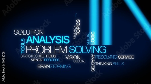 Solution Analysis problem solving tag cloud blue video