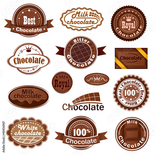 Set of chocolate badges and labels