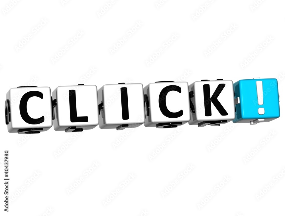 3D Click Block Text on white 3D Click Block Text on white