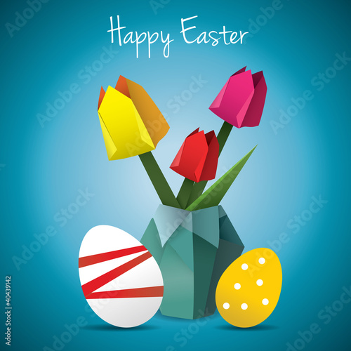 Blue Easter origami card