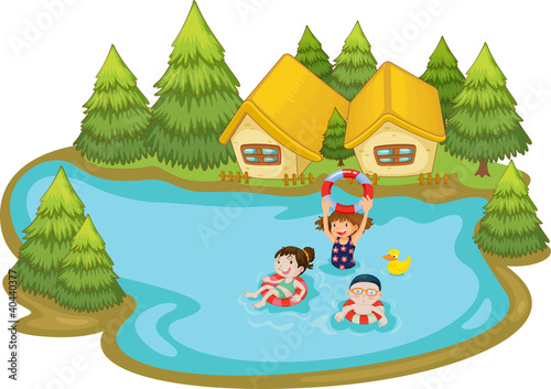 Kids swimming
