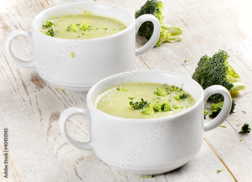 broccoli soup on a  wood background