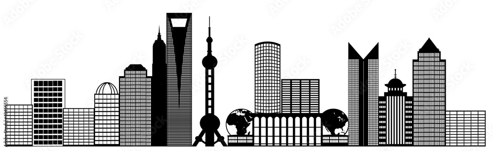 Obraz premium Szanghaj Miasto Pudong Skyline Panorama Clip Art