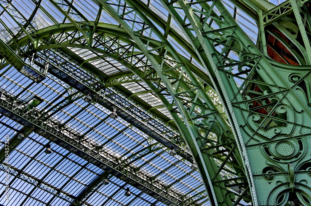 Fototapeta premium Piliers et verrière du Grand Palais, Paris, France.