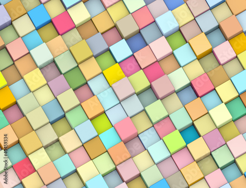 abstract 3d render backdrop cubes in multiple soft rainbow color