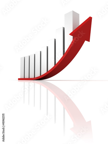 red arrow with white chart diagram graph business concept