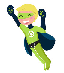 Fototapete Superhelden Green super hero boy isolated on white  © WellnessSisters