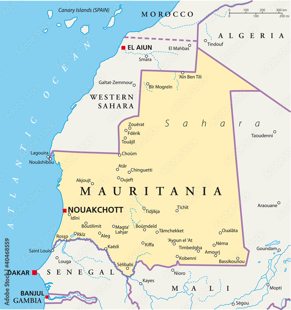 Mauritania map (Mauretanien Landkarte)