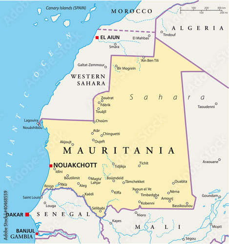 Mauritania map  Mauretanien Landkarte 