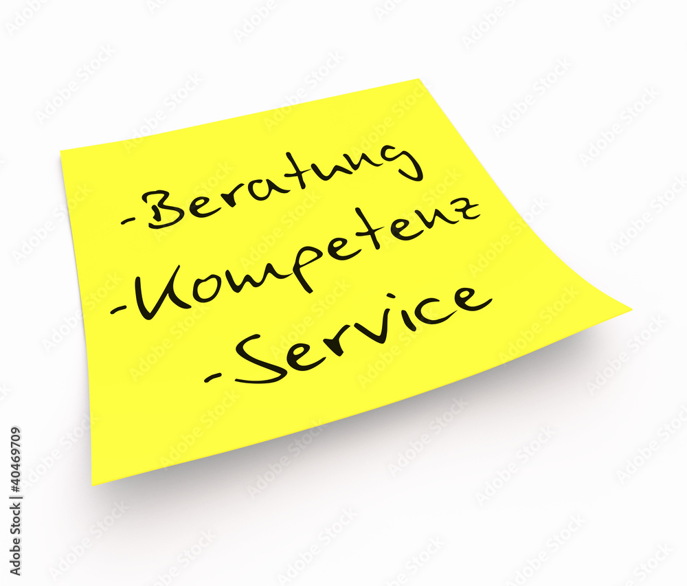 Notizzettel - Beratung Kompetenz Service Notizzettel - Beratung Kompetenz Service