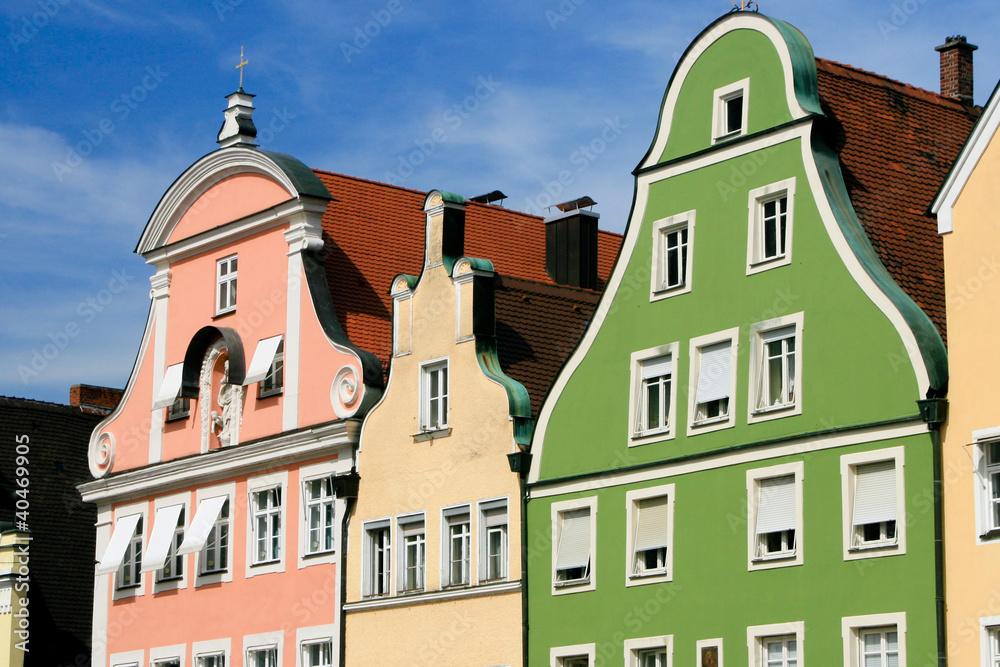 Häusergiebel in der Altstadt von Landshut