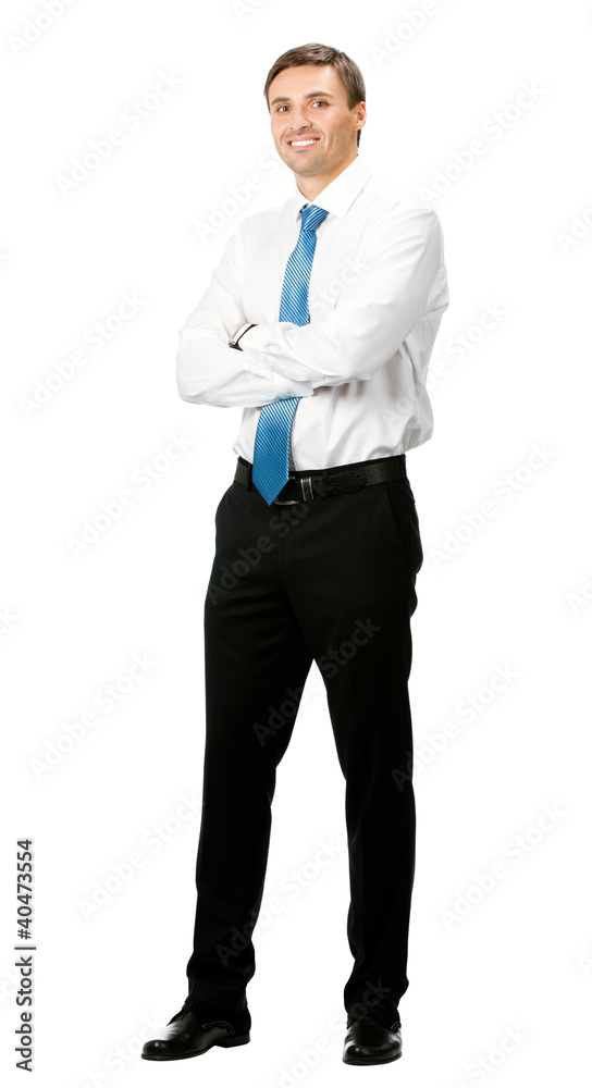 Smiling businessman, over white