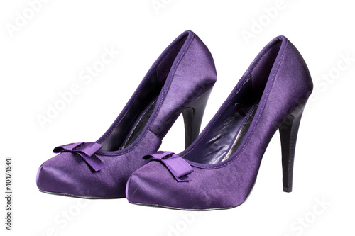 A pair of violet women's heel shoes with clipping path.