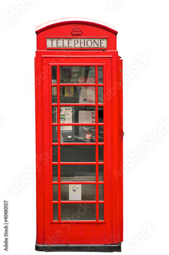 British Red Phone Booth isolated on white