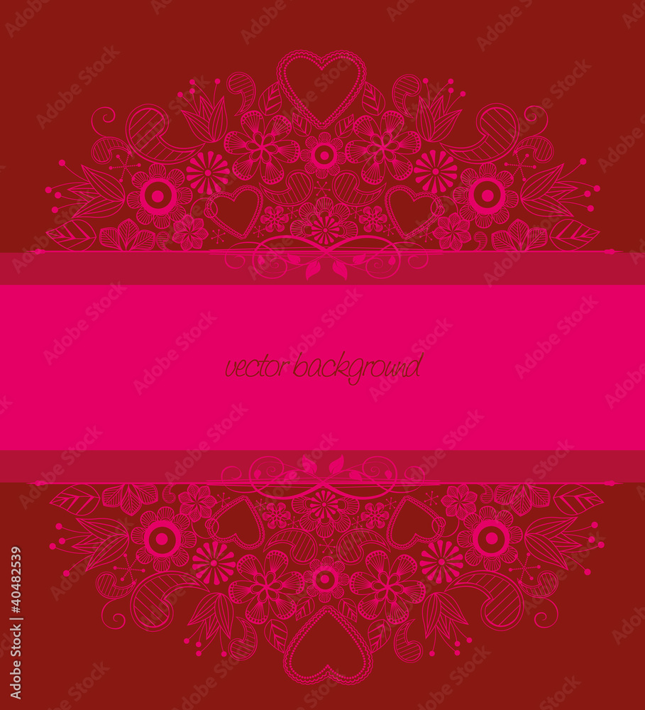 decoration with flowers on red background decoration with flowers on red background
