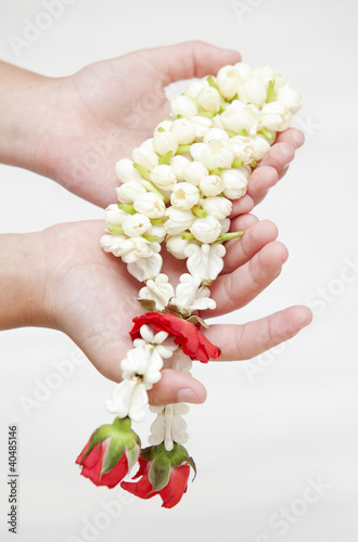 Thai culture jasmine in hand