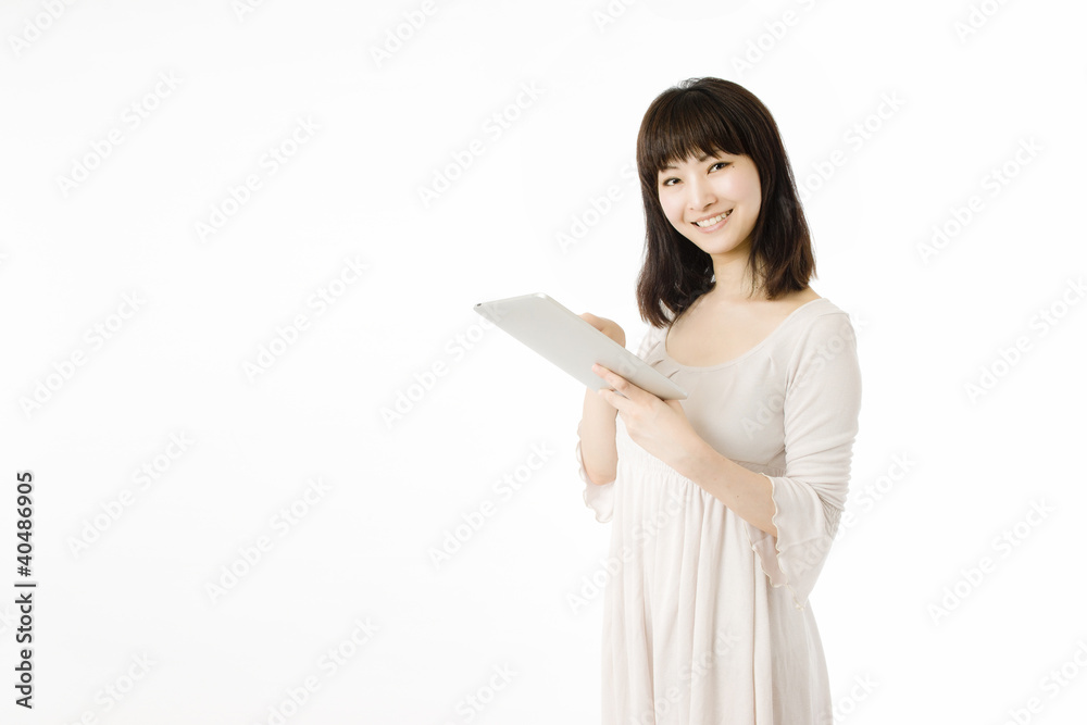 タブレットPCと女性 タブレットPCと女性