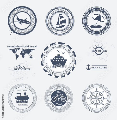 Set of vintage retro tourist badges and labels