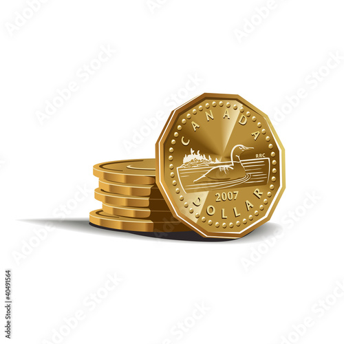 Canadian dollar coins vector illustration, financial theme