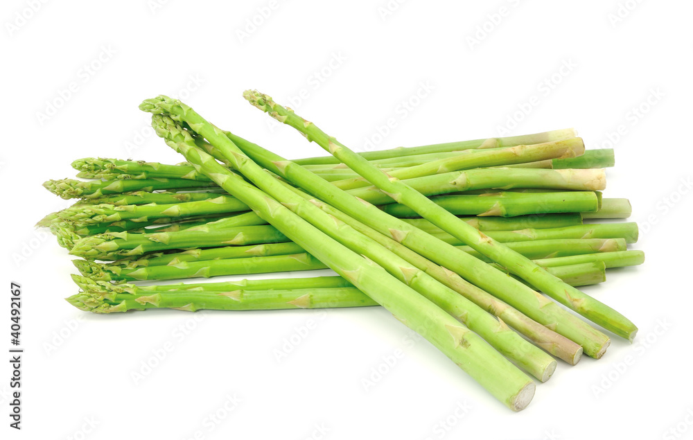 Fresh asparagus on white