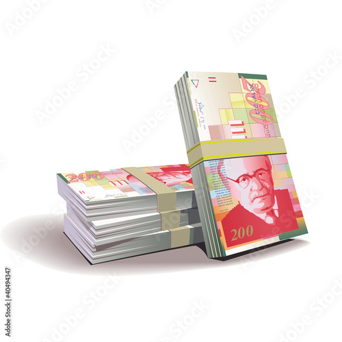 New Israeli Shekel banknotes vector illustration photo