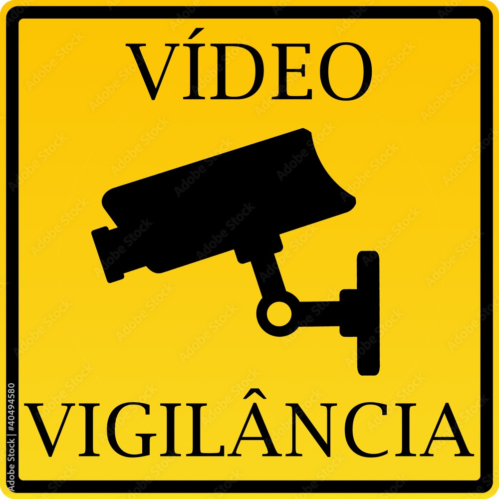 Aviso - vídeo vigilância (com palavras e câmara) Stock Illustration | Adobe  Stock
