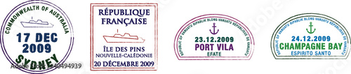 Sydney, Vanuatu and New Caledonia Passport Stamps.