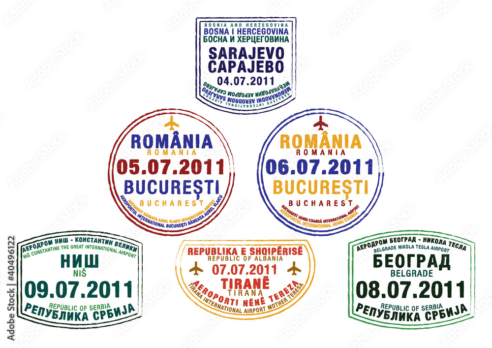 Passport stamps from the former Yugoslavia.