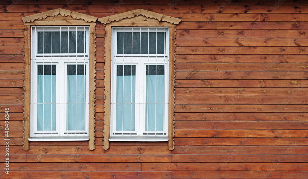window of old wooden house