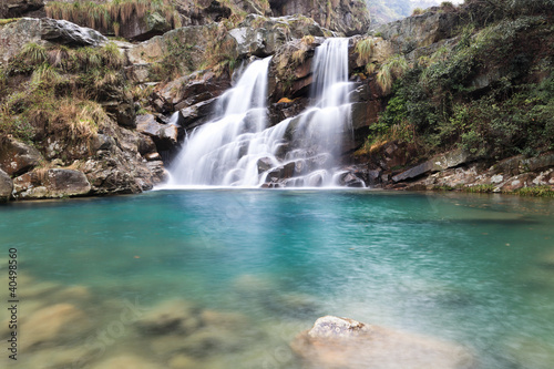 double waterfall in spring