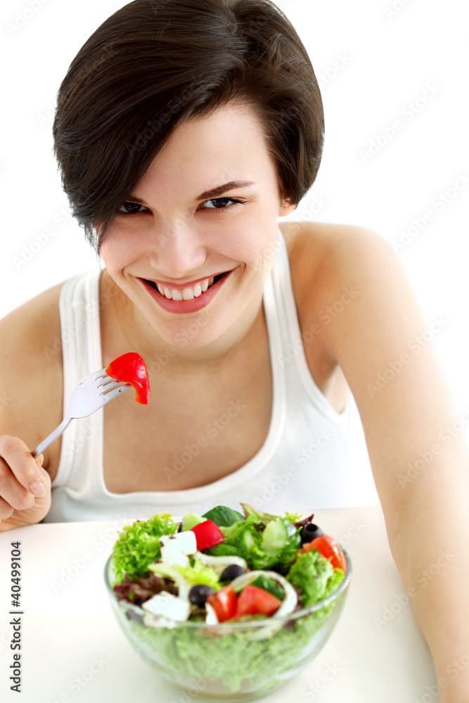 woman with salad