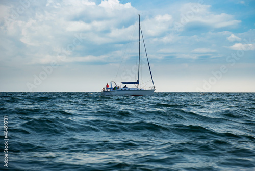 Yacht in a stormy sea