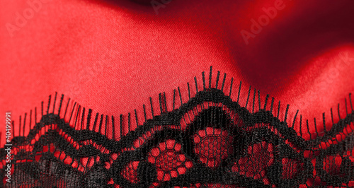 Red satin with black lace wide horizontal format