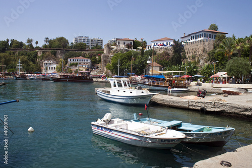 Harbor in Antalya with small boats, Turkey © Matyas Rehak
