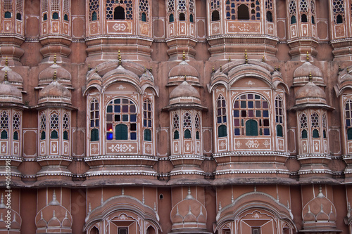 Detail of Hawa Mahal (Palace of the Winds) in Jaipur. India.