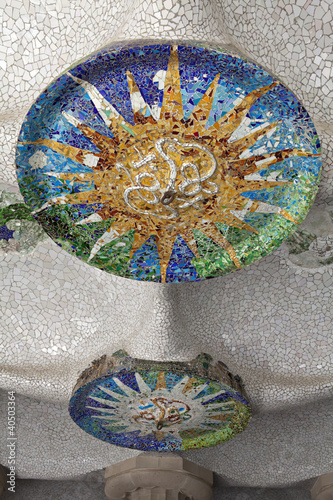 Ceiling detail in Parc Guell,