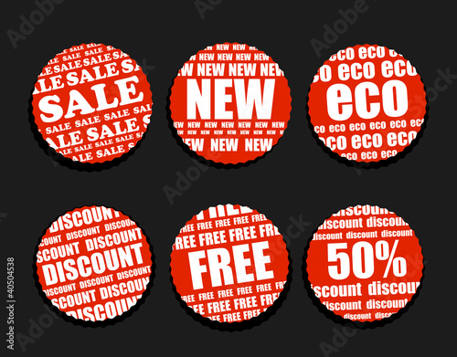 Six Shopping discount labels collection