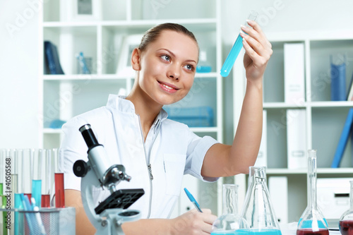 Young scientist working in laboratory