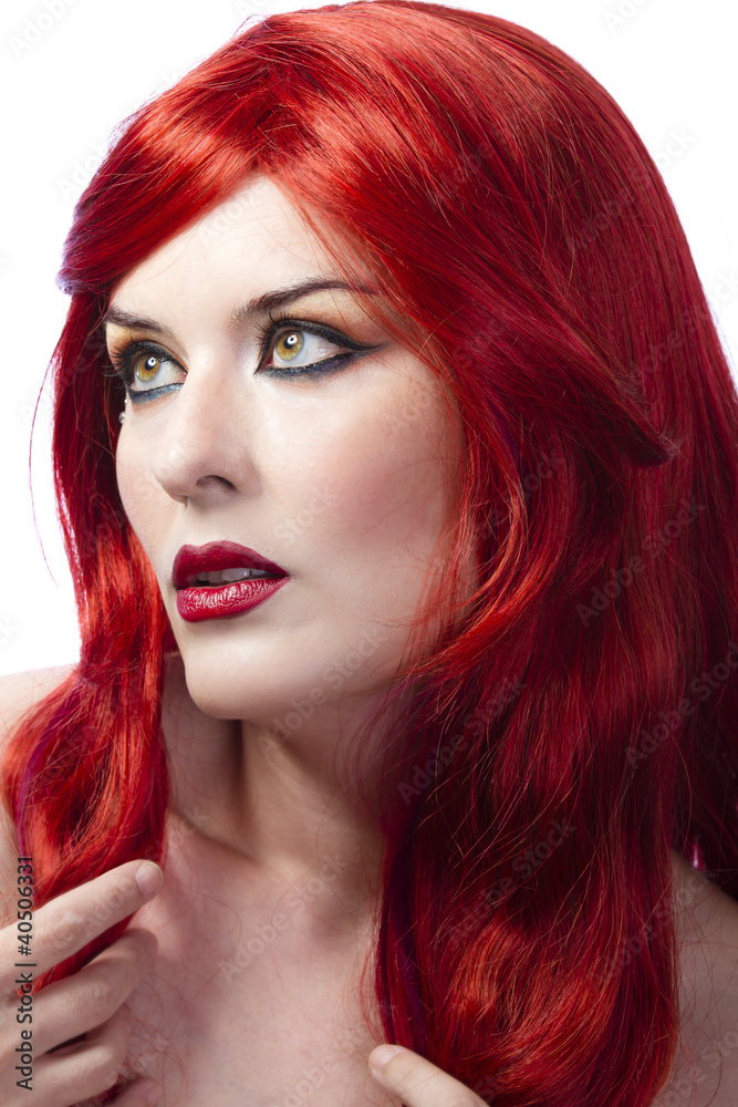 Fototapeta premium Red Hair woman. Fashion Girl Portrait. spring concept