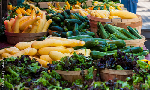 vegetable stand in farmer market photo