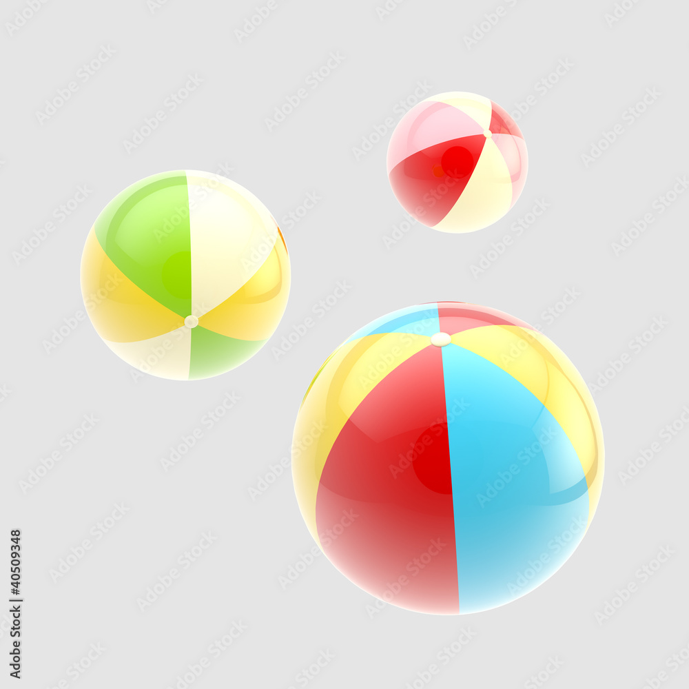 Three glossy colorful inflatable balls isolated Three glossy colorful inflatable balls isolated