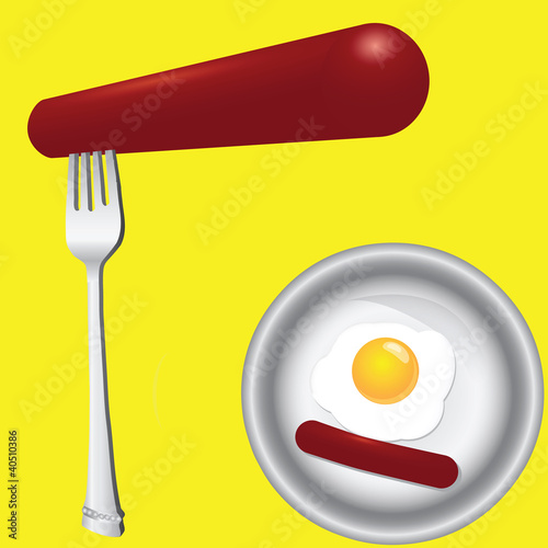 Sausage on a fork