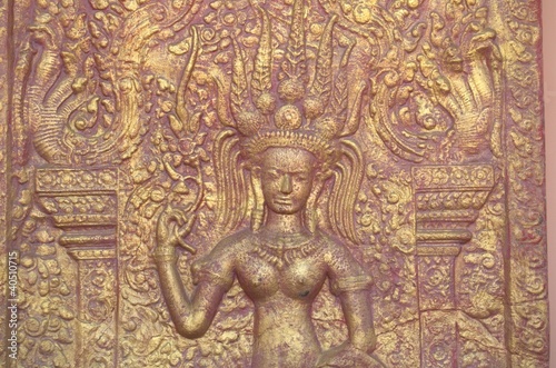Apsara's stucco in Phnom temple, Phnom Penh, Cambodia