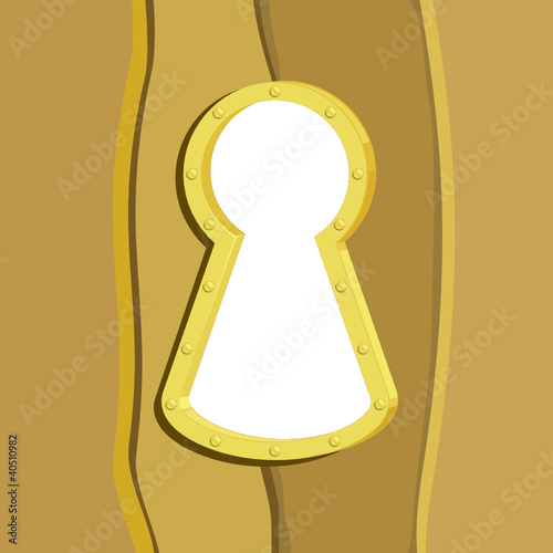 Illustration of the cartoon keyhole in a wooden door