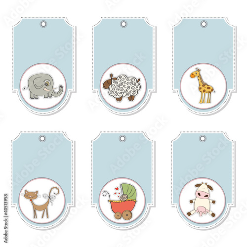cartoon animals labels set